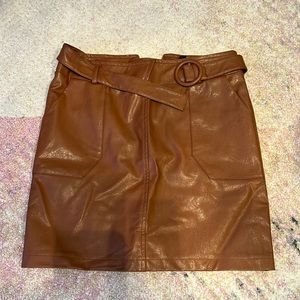Leather brown skirt